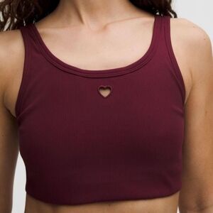 NWT Lululemon Nulu Ribbed Scoopneck Bra Heart Burgundy Bay Medium